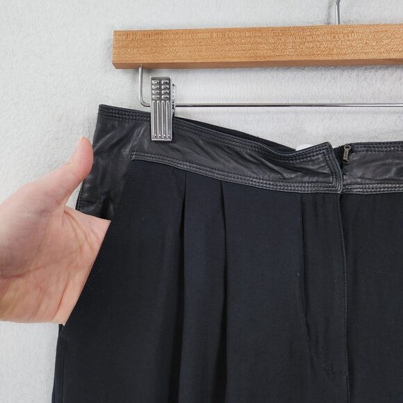 Alexander Wang Pants Womens 6 Black High Rise Pleated Silk Lined Leather Trim - Picture 3 of 16